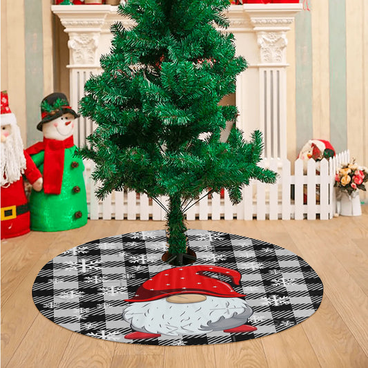 Gnomes Gray Buffalo Plaid Christmas Snowflakes Christmas Tree Skirt 36 X 36 Inch