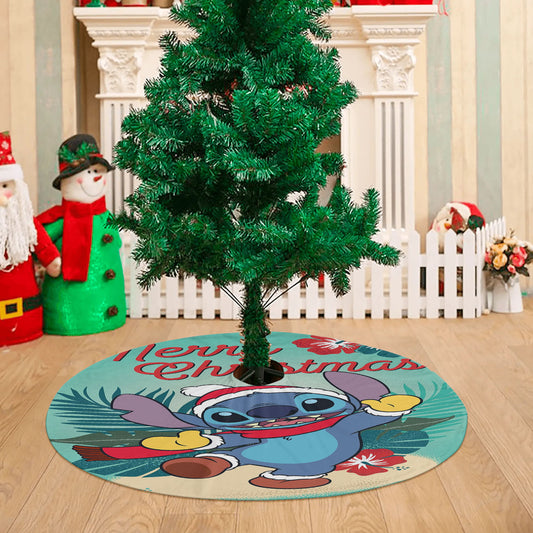 Merry Christmas Stitch Christmas Tree Skirt 36 X 36 Inch