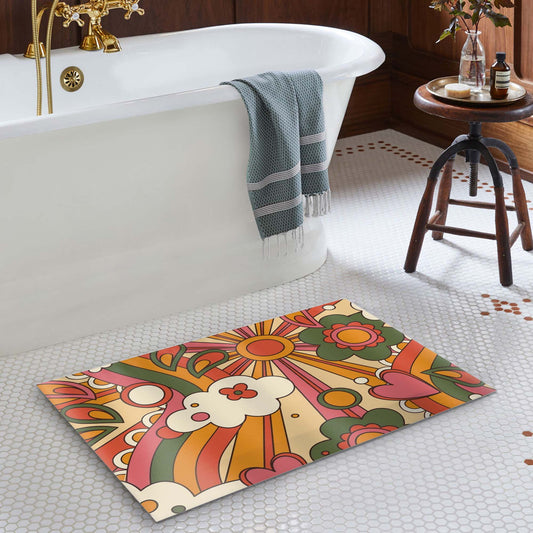 70S Retro Boho Floral Vintage Doormat Floor Mat