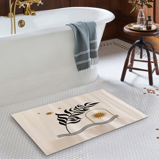 Aesthetic Leaves With Sun Doormat Floor Mat