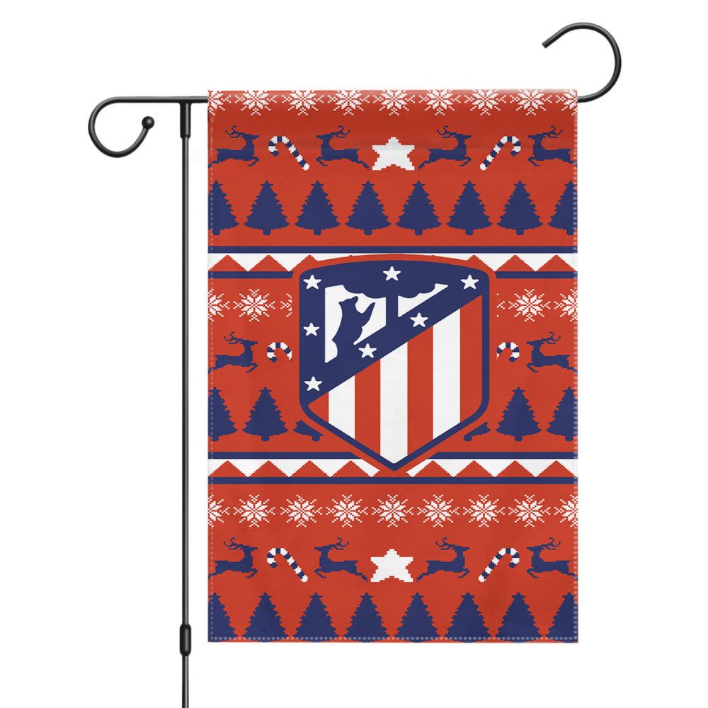 Atletico Madrid Christmas Sweater Garden Flags Yard Outdoor Lawn 12 X 18