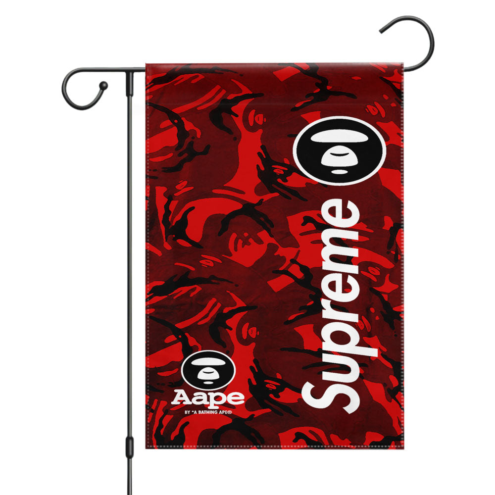 Bape Camo Shark Face Logo Red 2 Garden Flags Yard Outdoor Lawn 12 X 18