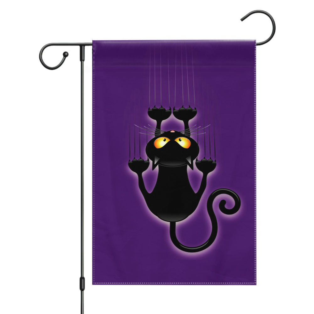 Black Halloween Cat Garden Flags Yard Outdoor Lawn 12 X 18