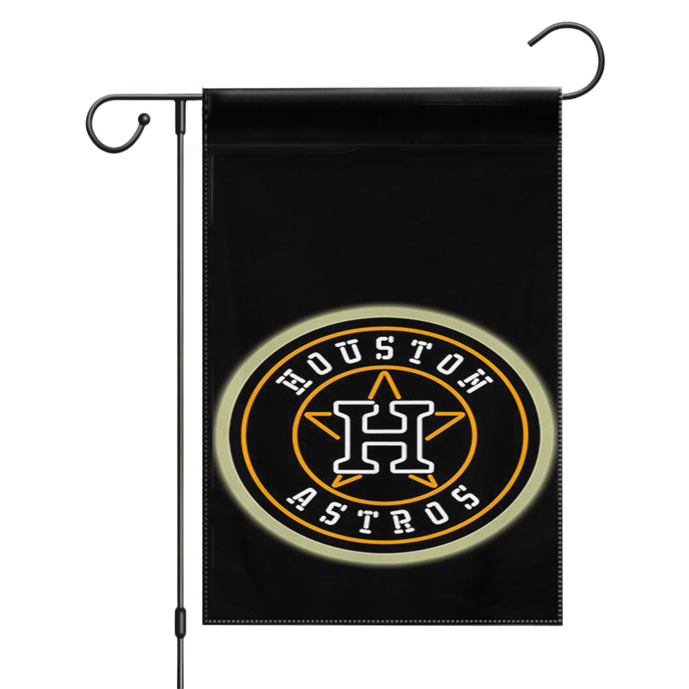 Black Huston Astros Garden Flags Yard Outdoor Lawn 12 X 18