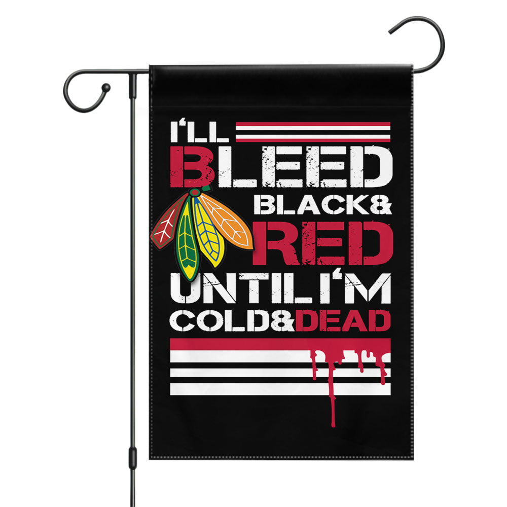 Bleed Black And Red Chicago Blackhawks Garden Flags Yard Outdoor Lawn 12 X 18