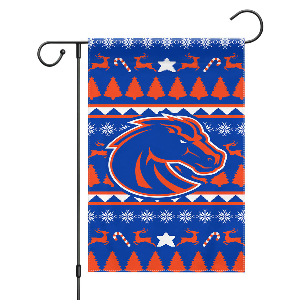 Boise State University Athletics Christmas Sweater Garden Flags Yard Outdoor Lawn 12 X 18