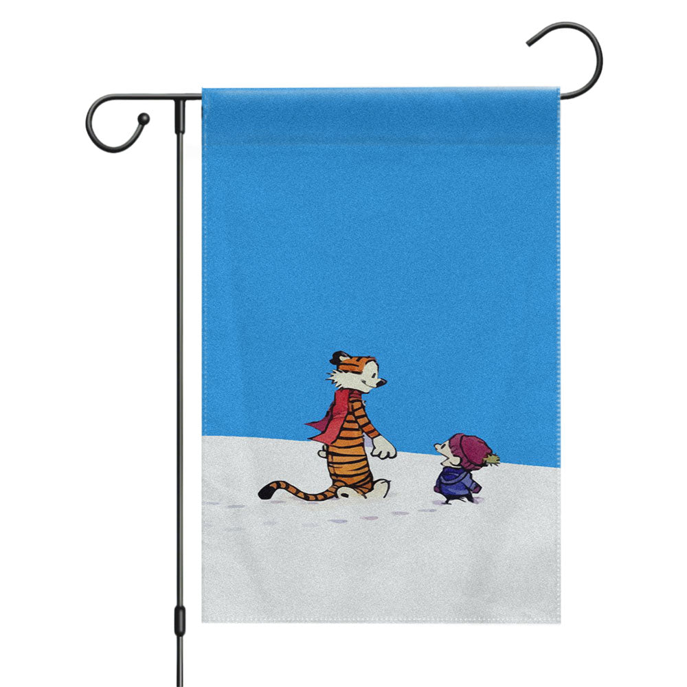 Calvin And Hobbes Christmas Snow Garden Flags Yard Outdoor Lawn 12 X 18