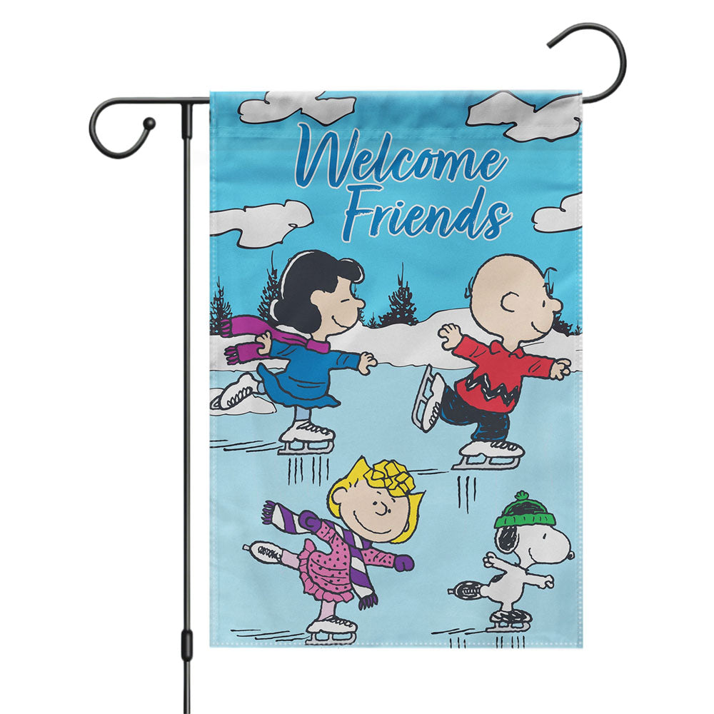 Charlie Brown Peanuts Gang Winter Garden Flags Yard Outdoor Lawn 12 X 18