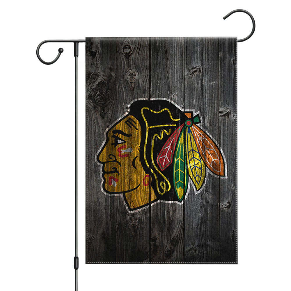 Chicago Blackhawks Yellow Silhouette Garden Flags Yard Outdoor Lawn 12 X 18
