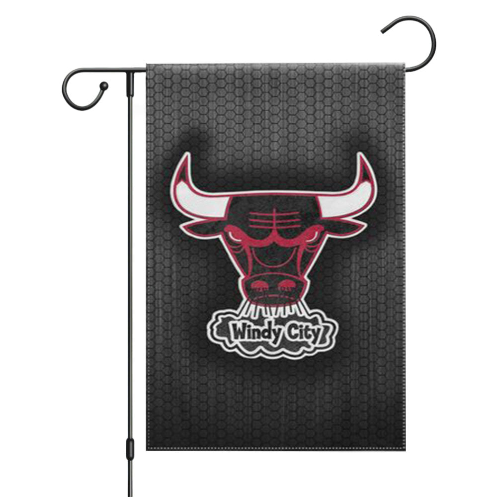 Chicago Bulls Logo Red Bla Garden Flags Yard Outdoor Lawn 12 X 18