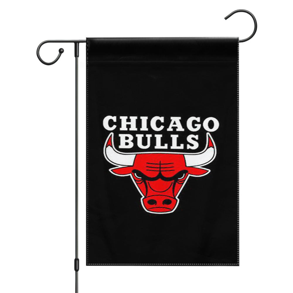 Chicago Bulls Logo Red Black Fiber Texture Garden Flags Yard Outdoor Lawn 12 X 18