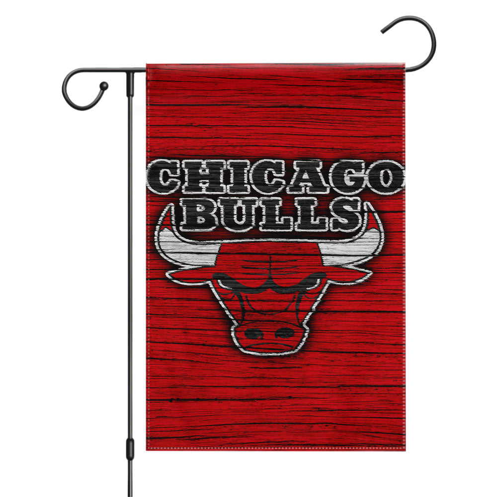 Chicago Bulls Logo Red Black Garden Flags Yard Outdoor Lawn 12 X 18