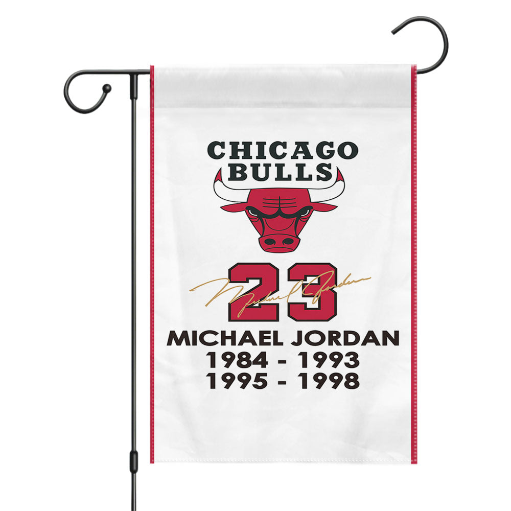 Chicago Bulls Nba Logo Dark Wood Wallpaper Garden Flags Yard Outdoor Lawn 12 X 18