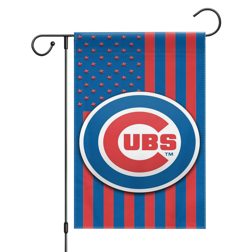 Chicago Cubs American Flag Pattern Garden Flags Yard Outdoor Lawn 12 X 18
