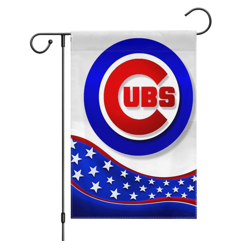 Chicago Cubs American Flag Garden Flags Yard Outdoor Lawn 12 X 18