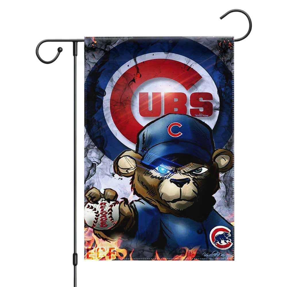 Chicago Cubs Bear Lord Garden Flags Yard Outdoor Lawn 12 X 18