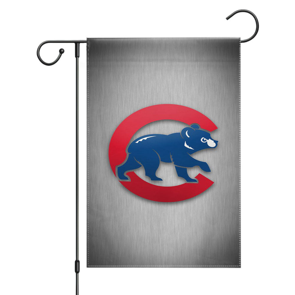 Chicago Cubs Bear Metalic Garden Flags Yard Outdoor Lawn 12 X 18