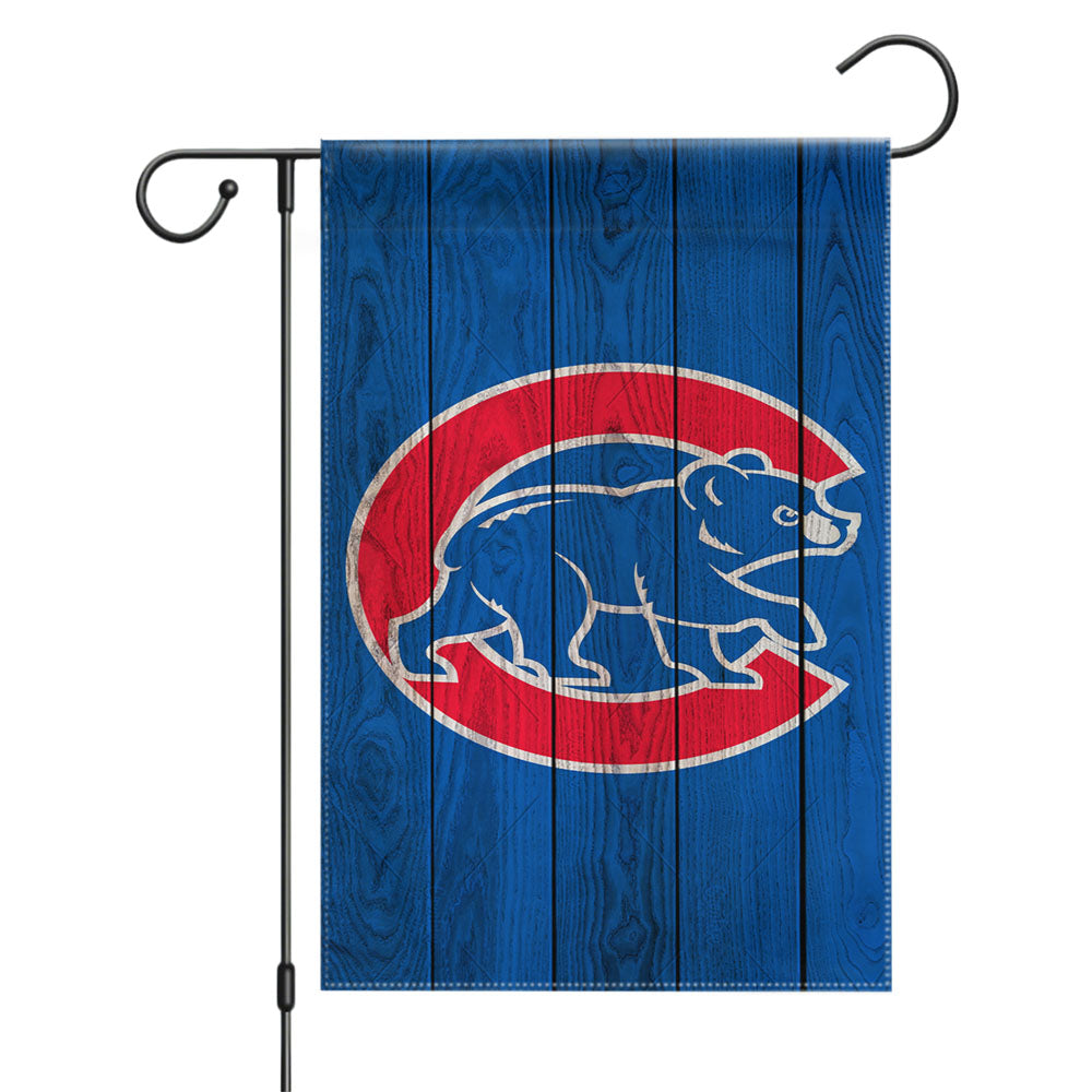 Chicago Cubs In Red Text Garden Flags Yard Outdoor Lawn 12 X 18