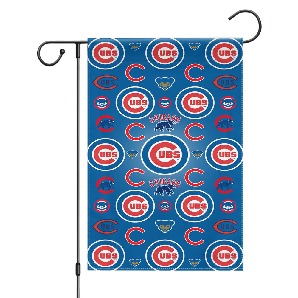 Chicago Cubs Logo Stripe Garden Flags Yard Outdoor Lawn 12 X 18