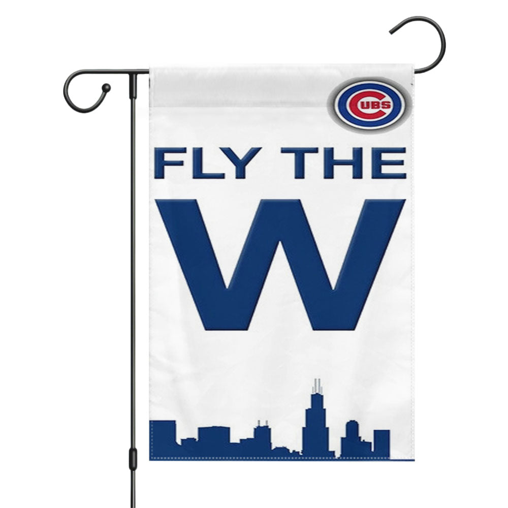 Chicago Cubs Mlb Logo Dark Wood Wallpaper Garden Flags Yard Outdoor Lawn 12 X 18