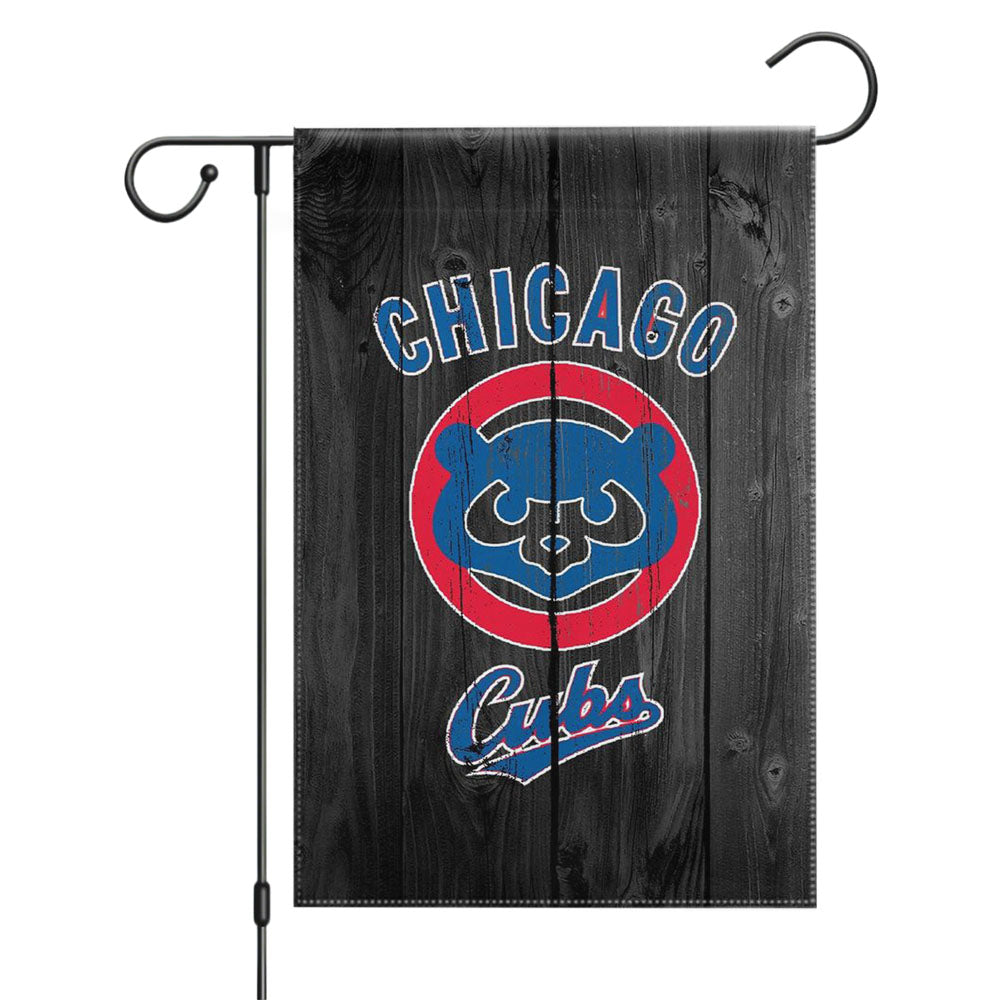 Chicago Cubs Wooden Garden Flags Yard Outdoor Lawn 12 X 18