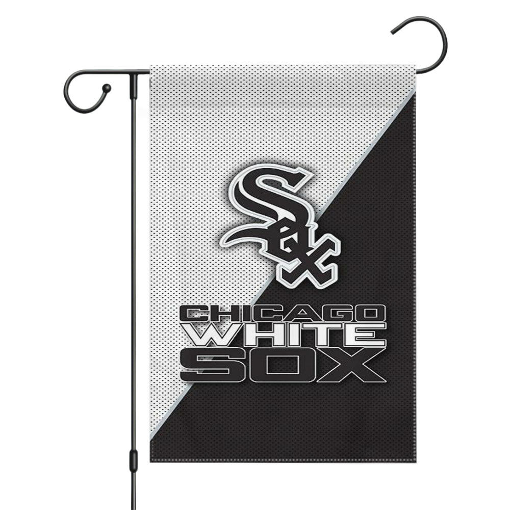 Chicago White Sox Black White Pattern Garden Flags Yard Outdoor Lawn 12 X 18