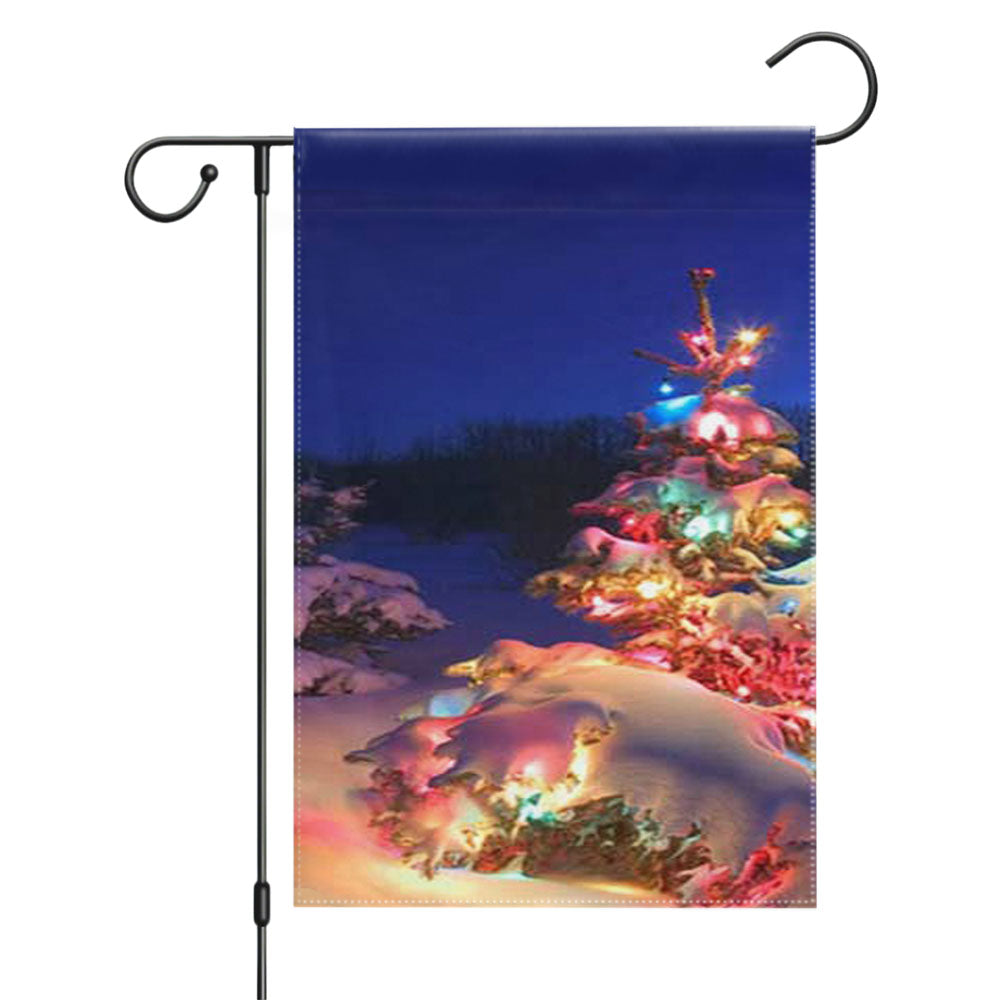 Christmas Tree Lit Up Garden Flags Yard Outdoor Lawn 12 X 18