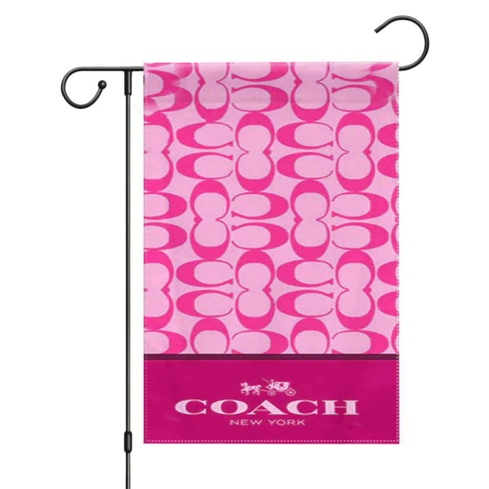 Coach New York Pink Pattern Garden Flags Yard Outdoor Lawn 12 X 18