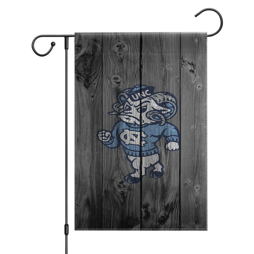 Colosseum North Carolina Tar Heels Strutting Ram Logo Dark Wood Wallpaper Garden Flags Yard Outdoor Lawn 12 X 18