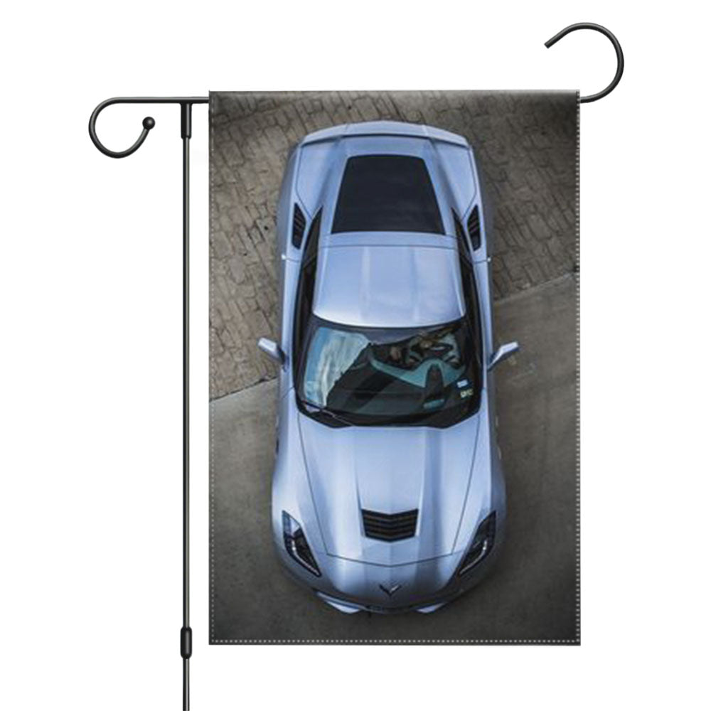 Corvette Car Logo Garden Flags Yard Outdoor Lawn 12 X 18