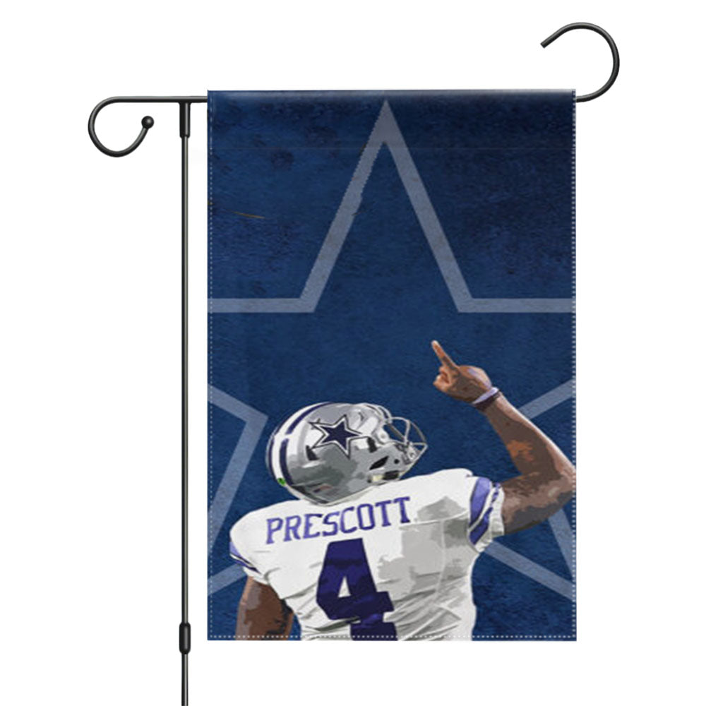 Dak Prescott Dallas Cowboys Garden Flags Yard Outdoor Lawn 12 X 18