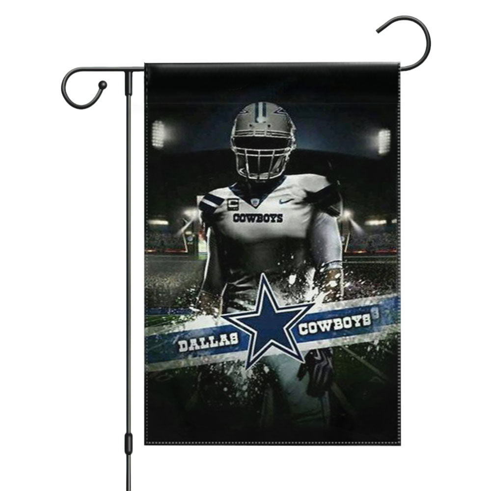 Dallas Cowboys Star Nfl Logo Dark Wood Wallpaper Garden Flags Yard Outdoor Lawn 12 X 18