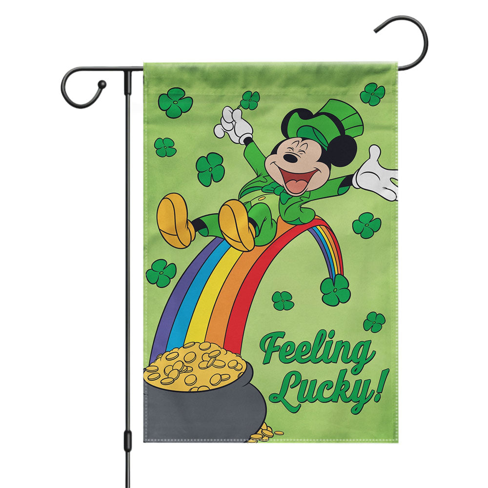 Disney Feeling Lucky St. Patrick'S Day Mickey Garden Flags Yard Outdoor Lawn 12 X 18