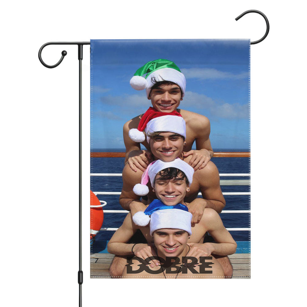 Dobre Brothers Twin Christmas Face Pyramid Garden Flags Yard Outdoor Lawn 12 X 18