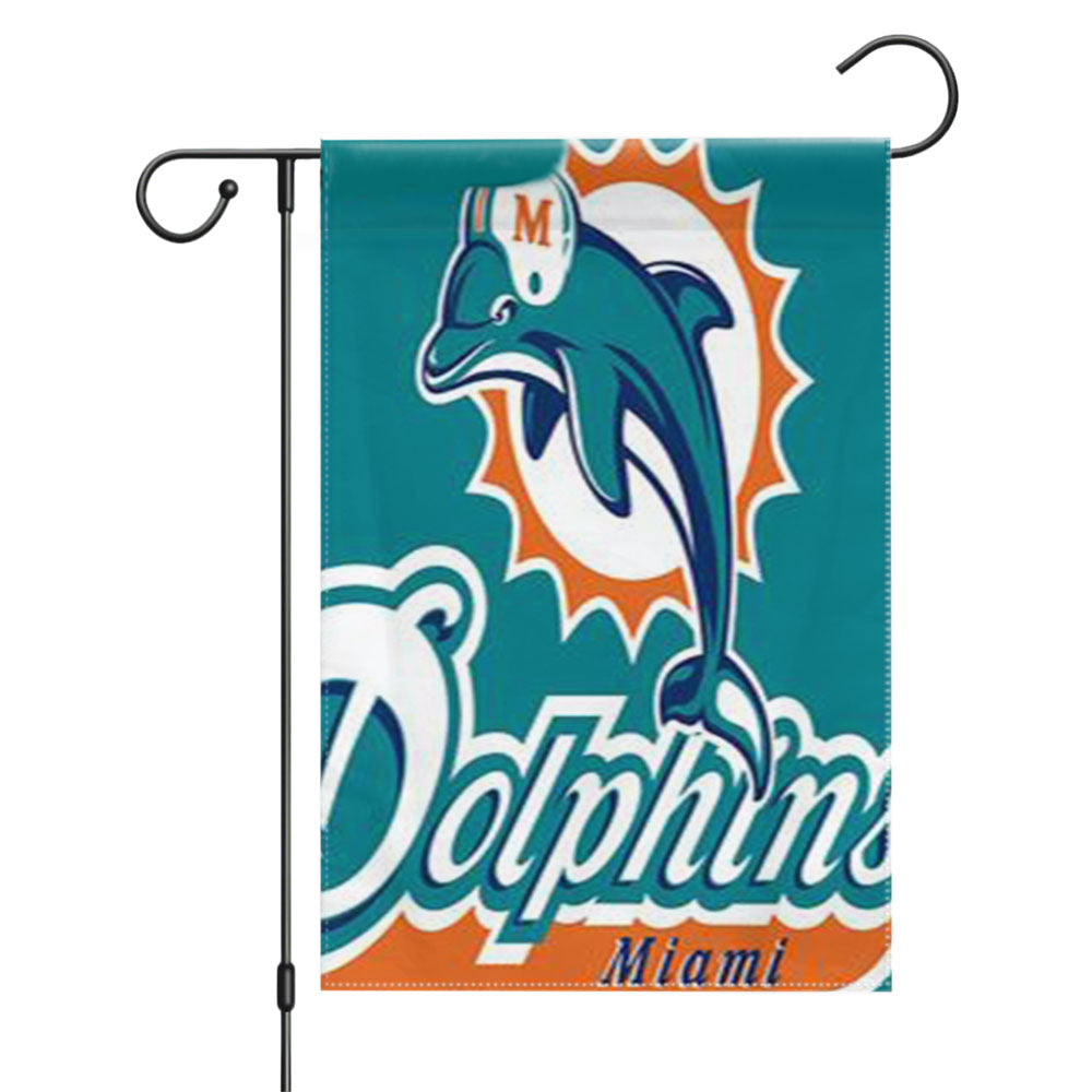 Dolphins Miami Garden Flags Yard Outdoor Lawn 12 X 18