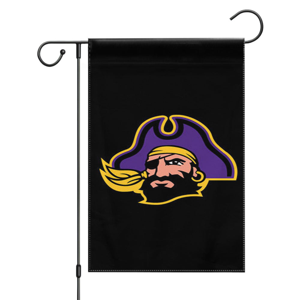 East Carolina University Pirate Logo Dark Wood Wallpaper Garden Flags Yard Outdoor Lawn 12 X 18