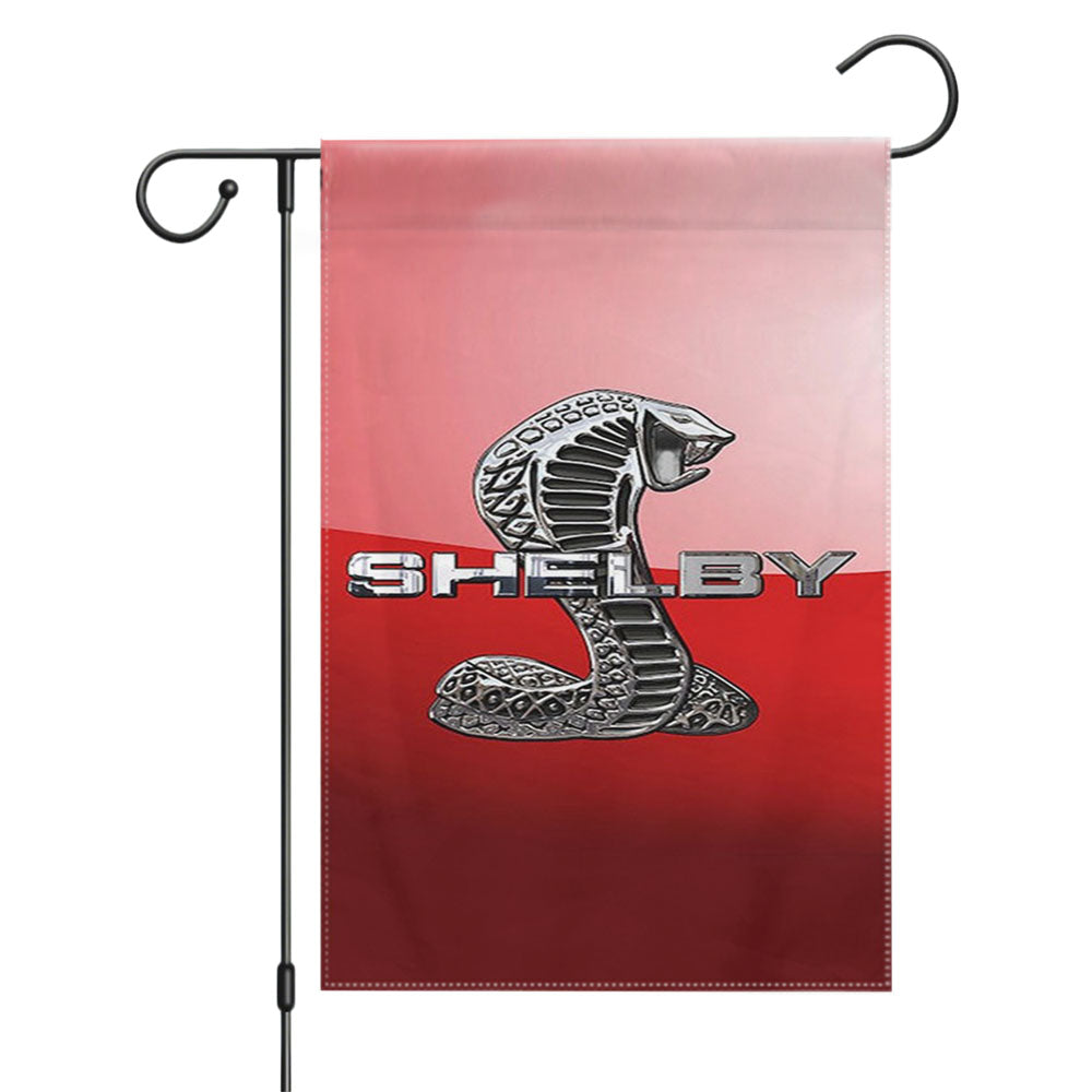 Ford Mustang Shelby Cobra Red Logo Garden Flags Yard Outdoor Lawn 12 X 18