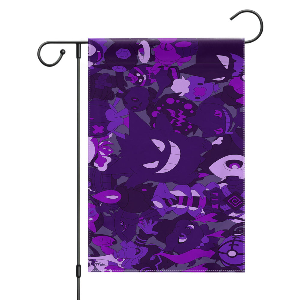 Gengar And All Character Pokemon Halloween Garden Flags Yard Outdoor Lawn 12 X 18