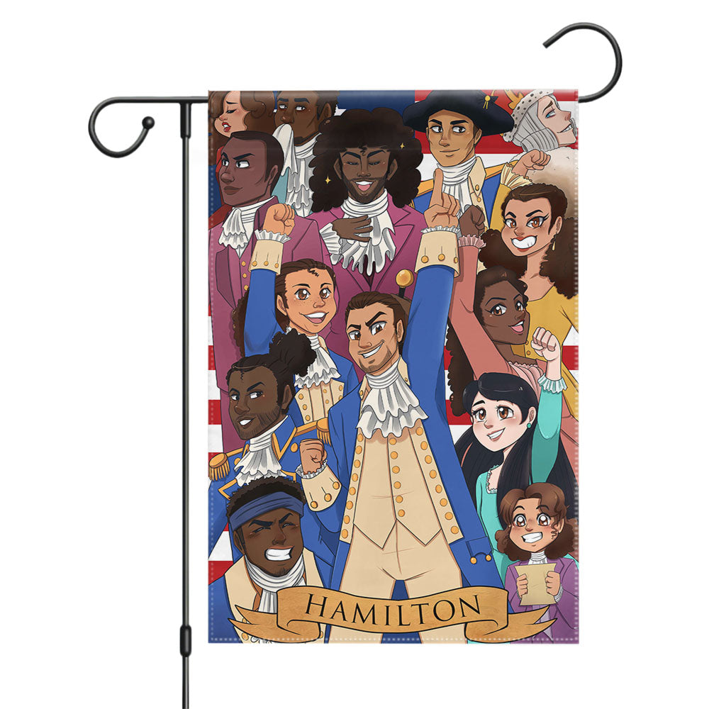 Hamilton American Musical Characters Group Garden Flags Yard Outdoor Lawn 12 X 18