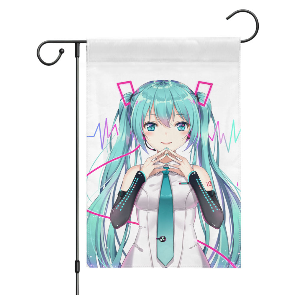 Hatsune Miku 2 Garden Flags Yard Outdoor Lawn 12 X 18