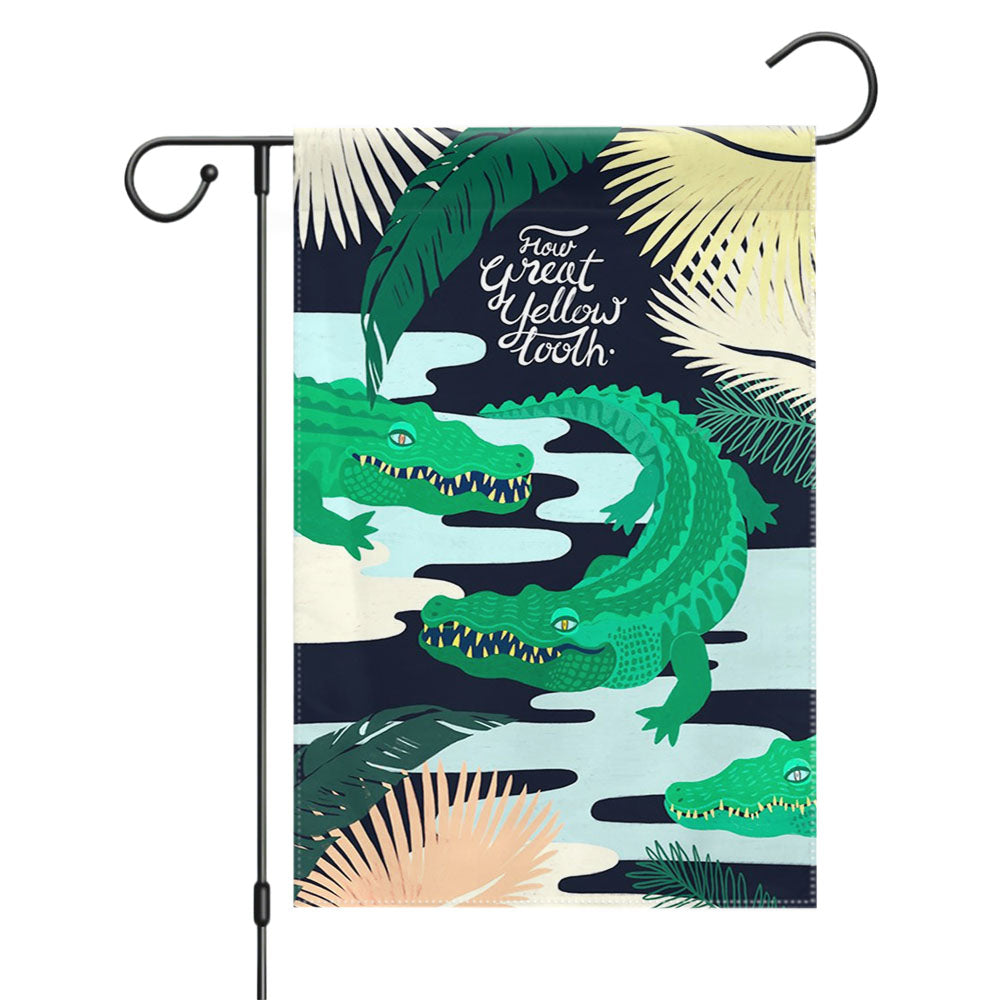 How Great Yellow Tooth Crocodile Gatsby Garden Flags Yard Outdoor Lawn 12 X 18