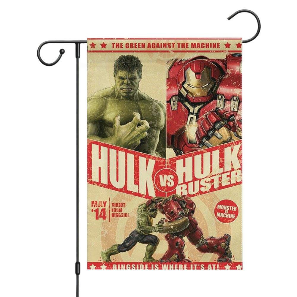 Hulk Vs Hulk Buster Garden Flags Yard Outdoor Lawn 12 X 18
