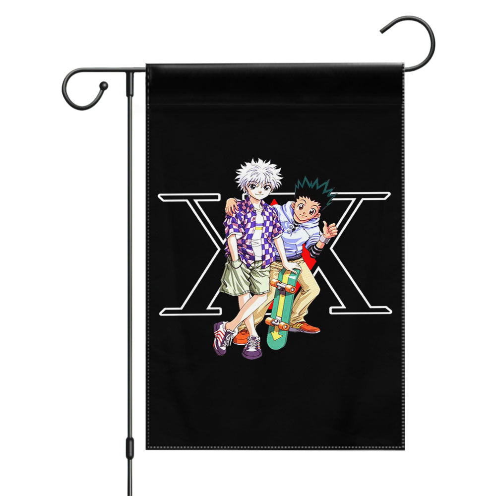 Hunter X Hunter Killua In Black Garden Flags Yard Outdoor Lawn 12 X 18