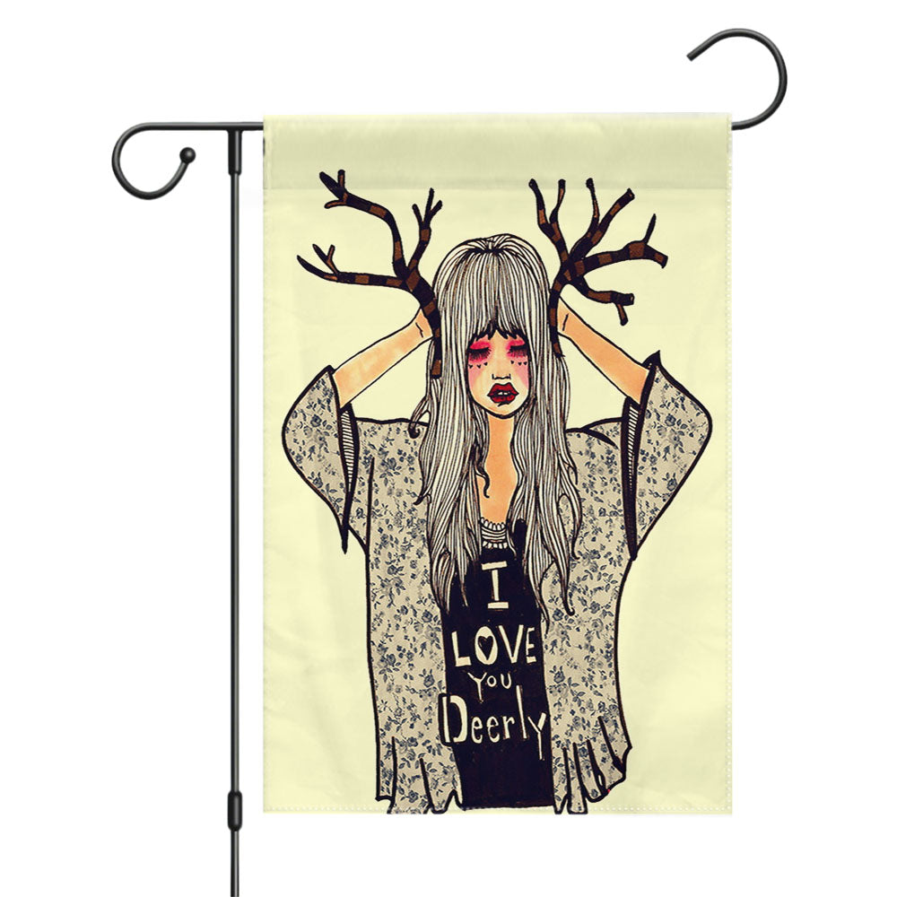 I Love You Deerly Garden Flags Yard Outdoor Lawn 12 X 18