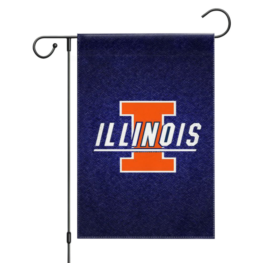 Illinois Fighting Logo Garden Flags Yard Outdoor Lawn 12 X 18