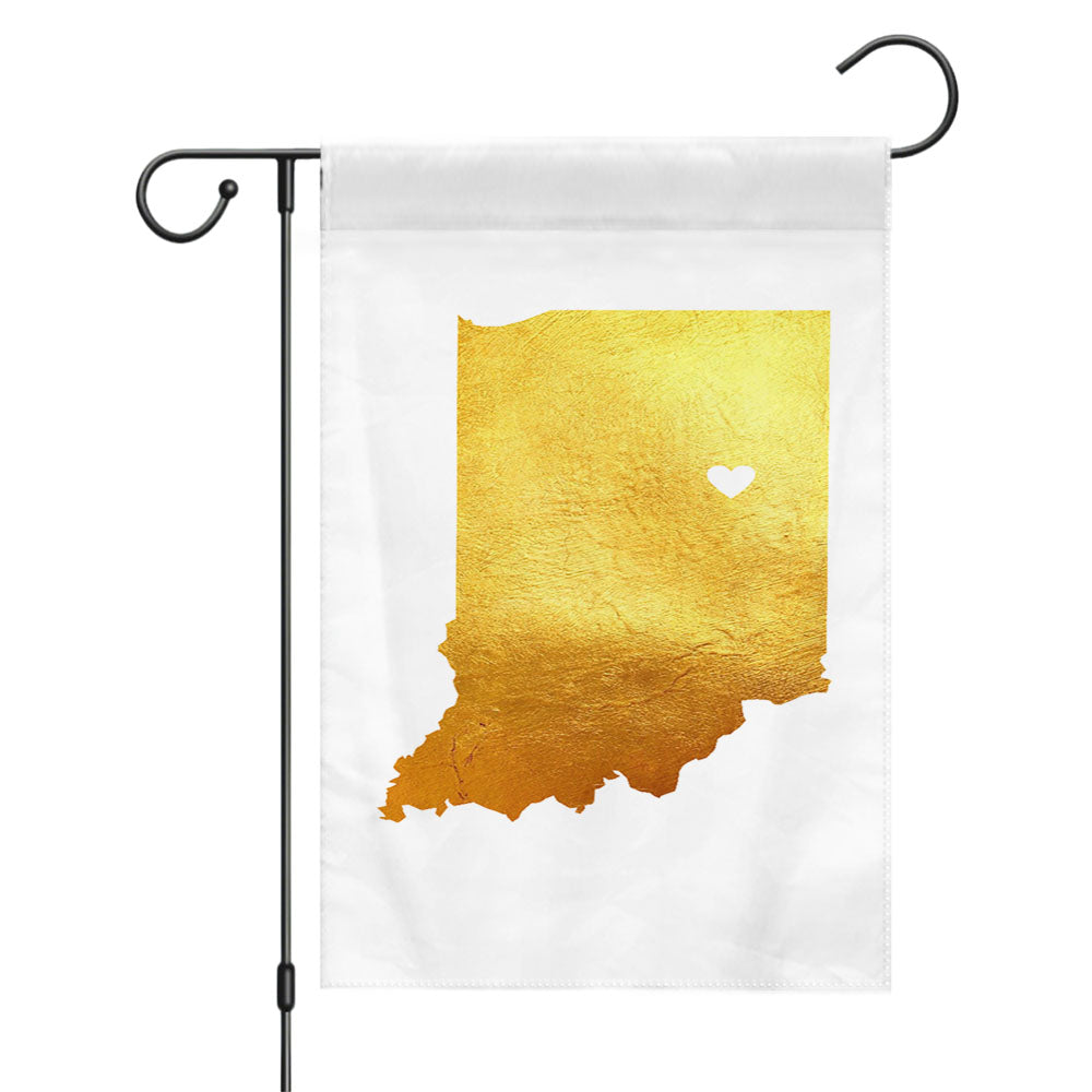 Indiana Golden State Map Garden Flags Yard Outdoor Lawn 12 X 18