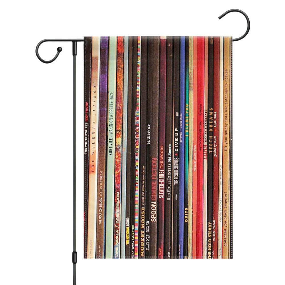 Indie Rock Vinyl Records Collection Garden Flags Yard Outdoor Lawn 12 X 18
