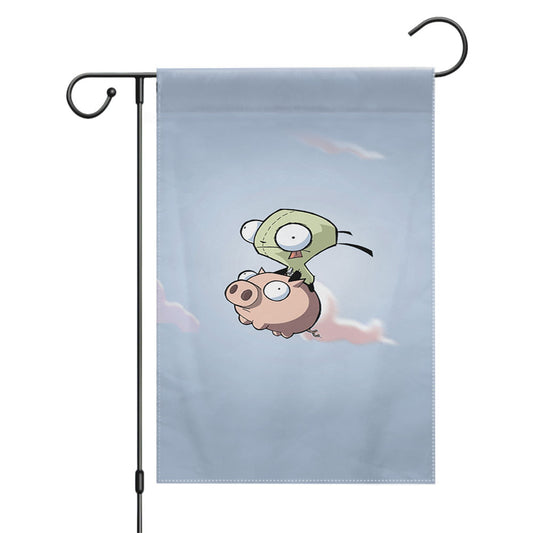 Invader Zoom And Pig Doom Song Garden Flags Yard Outdoor Lawn 12 X 18