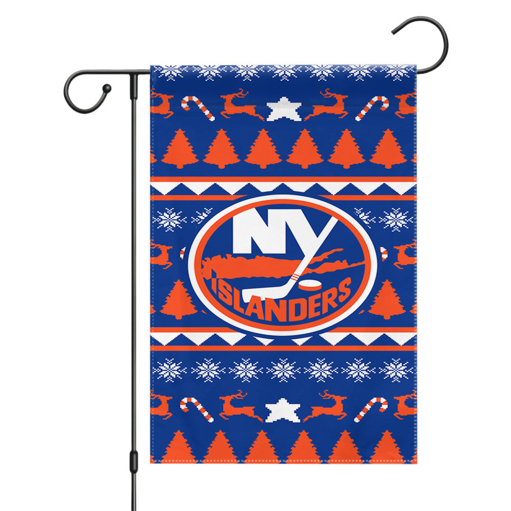 Islanders Christmas Sweater Garden Flags Yard Outdoor Lawn 12 X 18