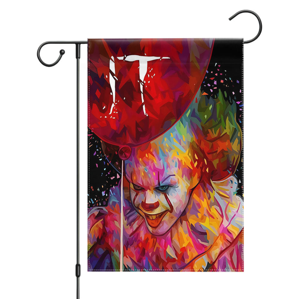It Clown Pennywise Balloon 2 Garden Flags Yard Outdoor Lawn 12 X 18